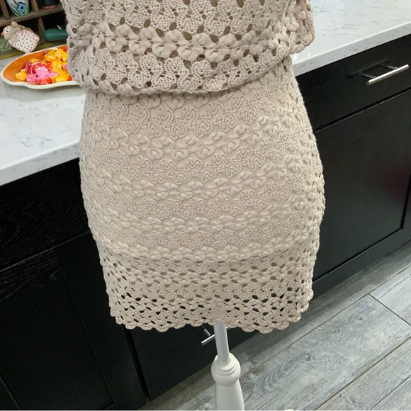 Free People Womens XS Dress Crochet Dress Lace Boho Blouson Beige Lined Cami - Picture 4 of 14